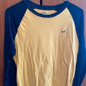 Hollister Long Sleeve T-shirt 3/4 Sleeve Yellow and Blue